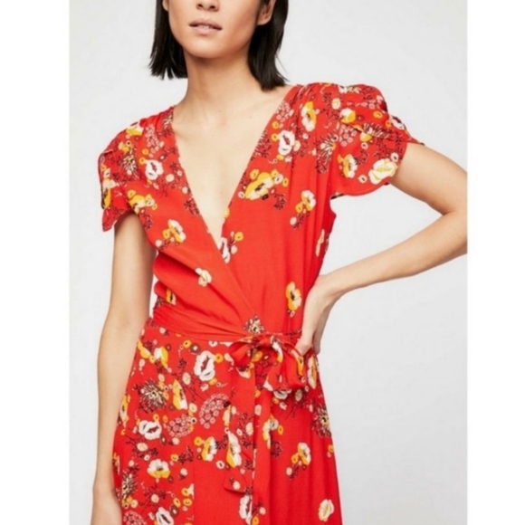 Free People | Gorgeous Jess Wrap Maxi Dress Red Combo for Revolve | Small - Picture 3 of 12